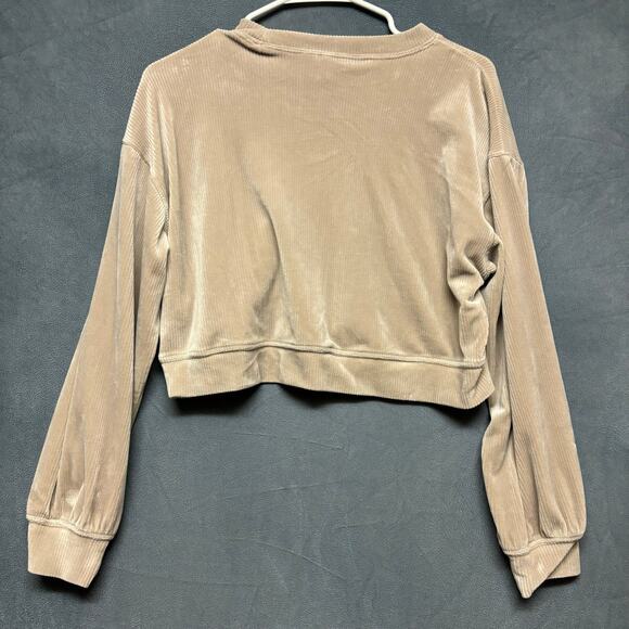 Divided Velvet Ribbed Cropped Sweater Crewneck Corduroy Womens Small Preppy Y2K - Picture 2 of 9
